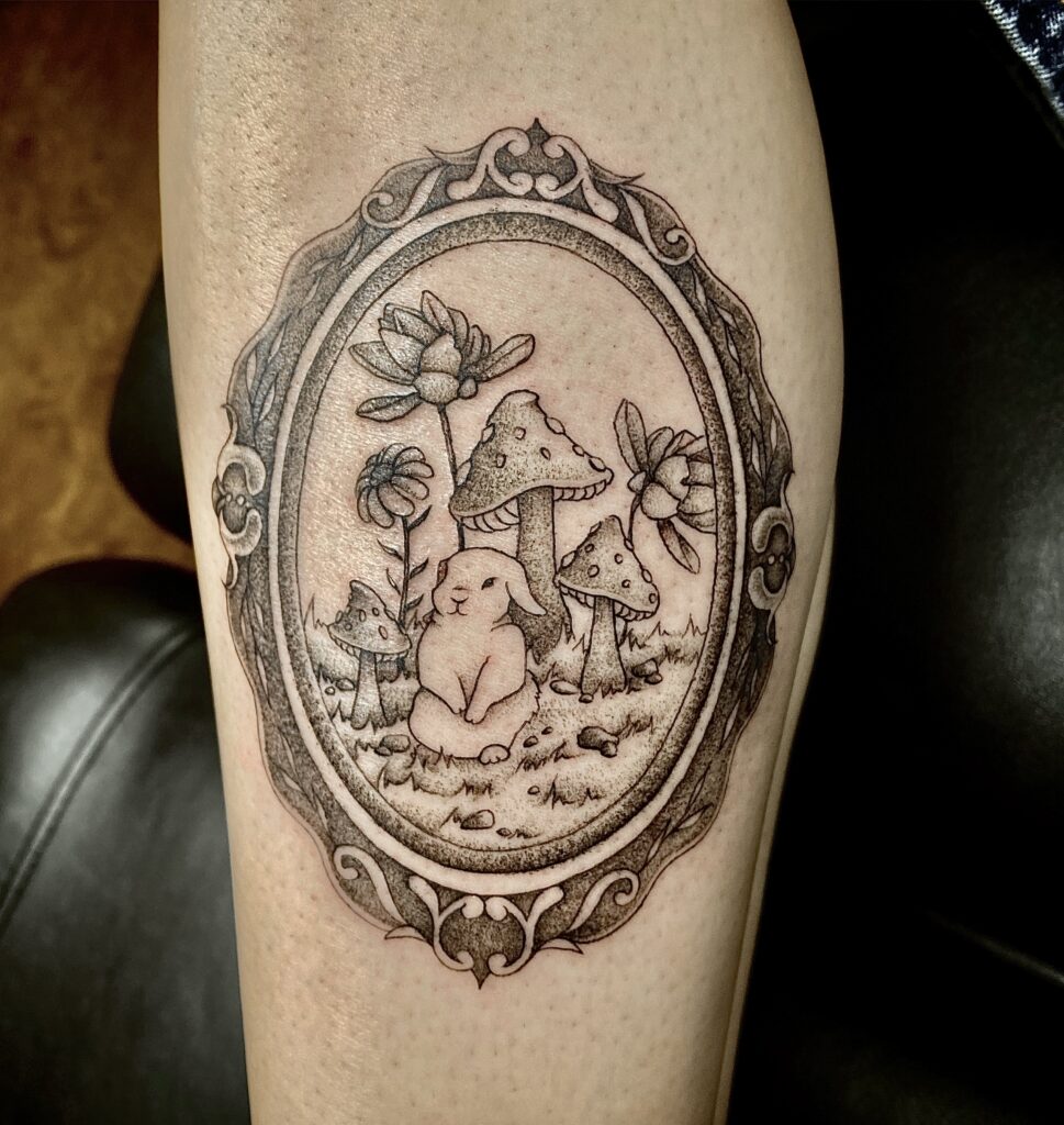 bunnymushroomsframetattoo