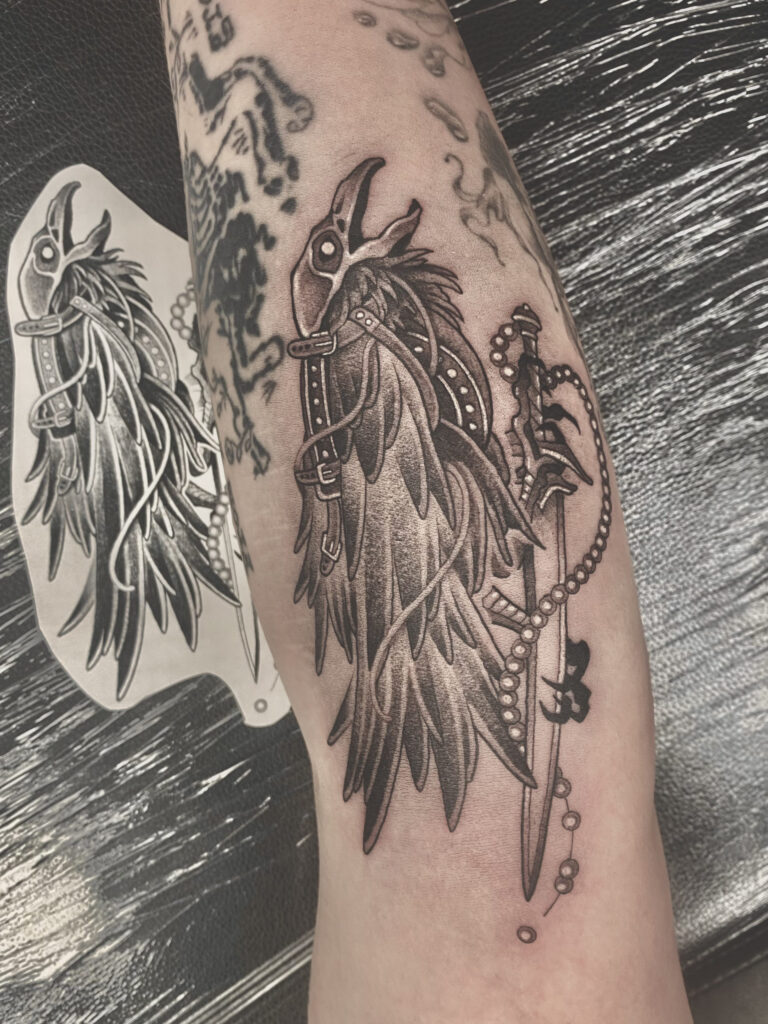 gothicmedievalarmouredcrowtattoo